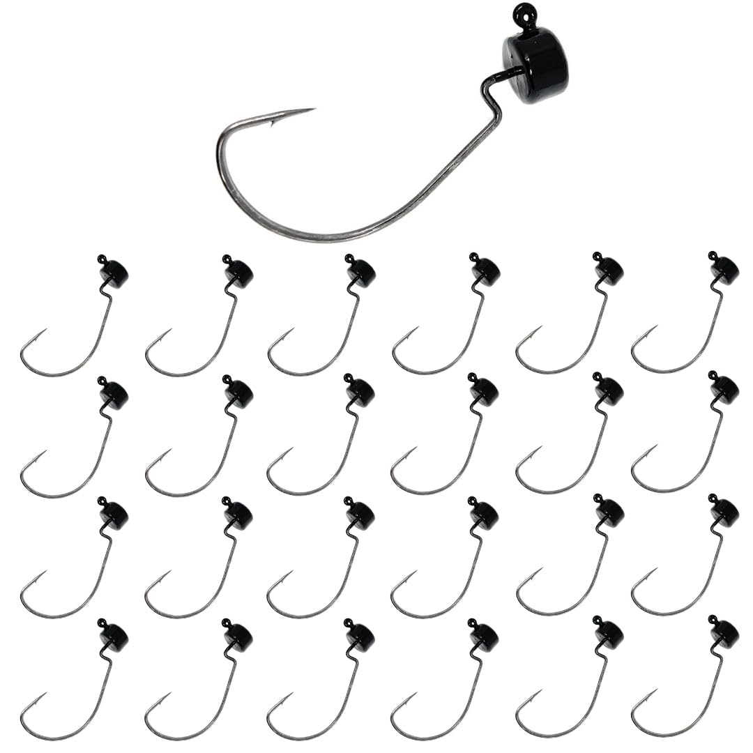 Reaction Tackle Mushroom Jig Head 3/16 oz – Black EWG Ned Rig Jig Head for Bass & Crappie Fishing (Weedless Soft Plastic Hook)