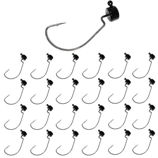 Reaction Tackle Mushroom Jig Head 3/16 oz – Black EWG Ned Rig Jig Head for Bass & Crappie Fishing (Weedless Soft Plastic Hook)