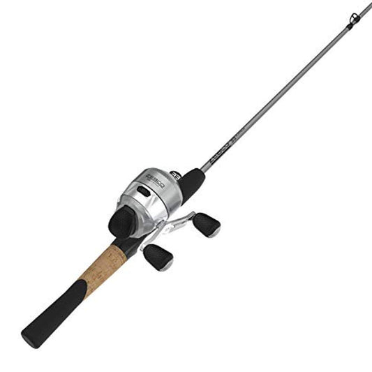 Zebco 33 Platinum Spincast Fishing Rod and Reel Combo – 5’6” 2-Piece Fiberglass Rod with EVA/Cork Handle, Instant Anti-Reverse Reel & 3-Piece Tackle Kit (Silver)