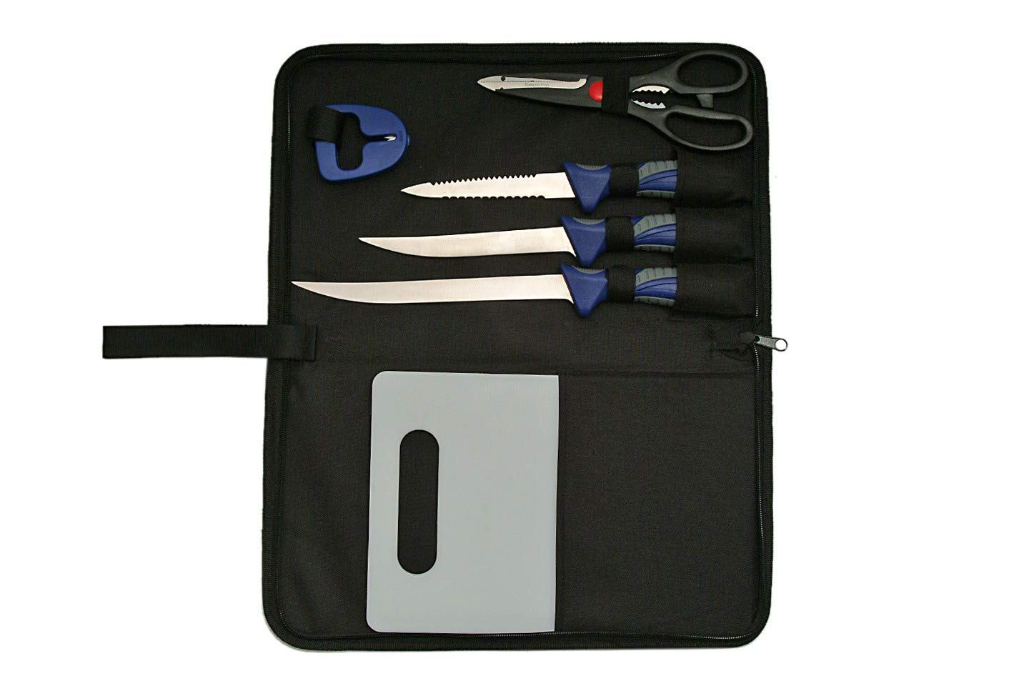 SZCO Rite Edge 6-Piece Fillet Knife Set with Case – Stainless Steel Fishing Knife Kit (8”, 6”, 5” Fillet Knives + Scissors, Sharpener & Cutting Tools)